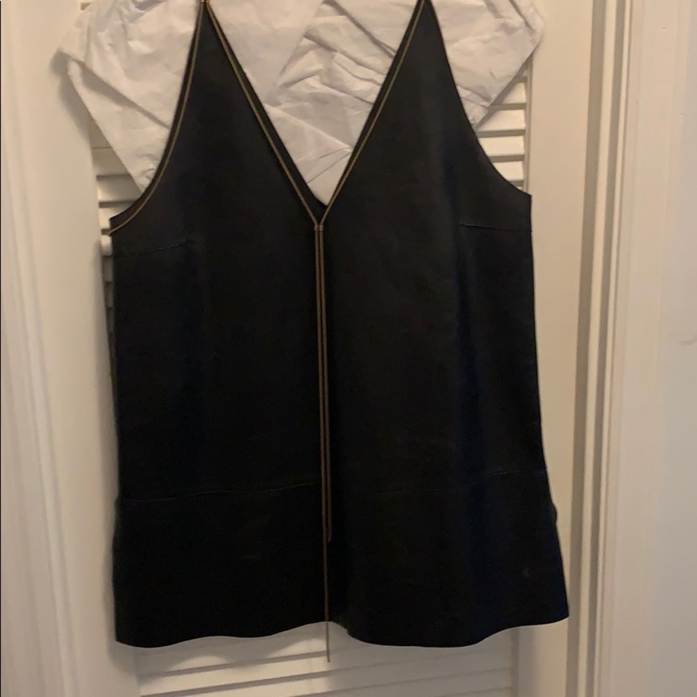 Lanvin 40 top tunic leather gold chains dress